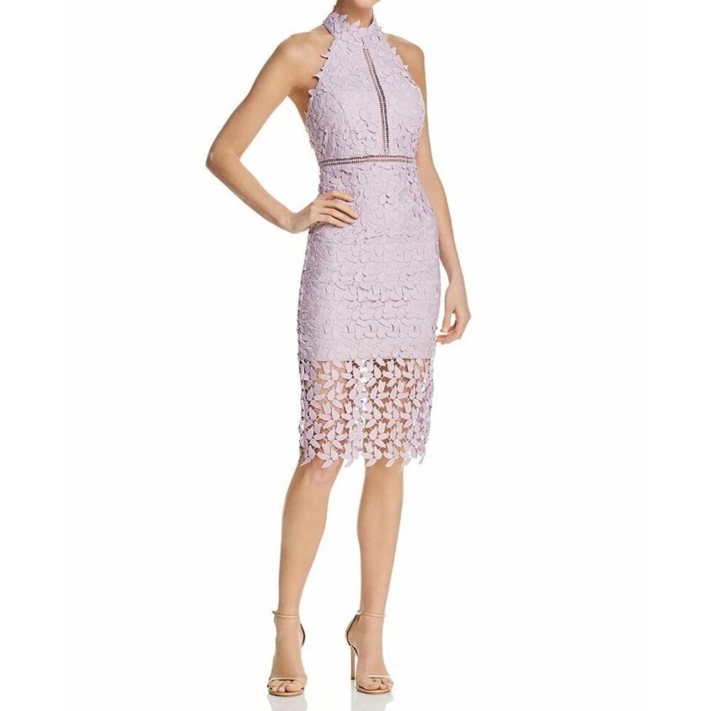 Bardot Gemma Lace Halter Midi Dress Size S in Orchid